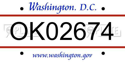 OK02674 District Of Columbia License Plate