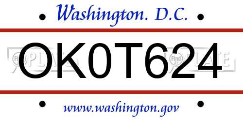OK0T624 District Of Columbia License Plate