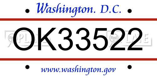 OK33522 District Of Columbia License Plate