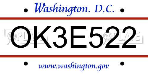 OK3E522 District Of Columbia License Plate