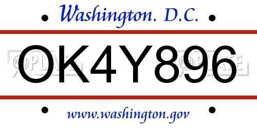 OK4Y896 District Of Columbia License Plate
