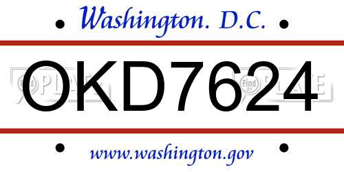 OKD7624 District Of Columbia License Plate