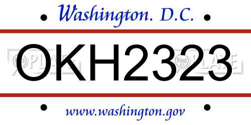OKH2323 District Of Columbia License Plate