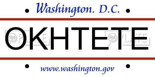 OKHTETE District Of Columbia License Plate