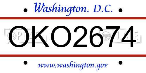 OKO2674 District Of Columbia License Plate