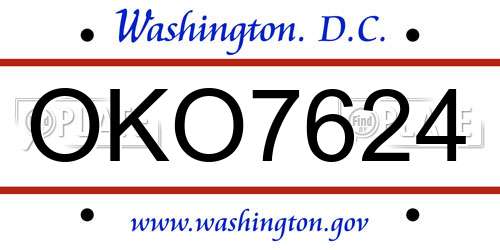 OKO7624 District Of Columbia License Plate