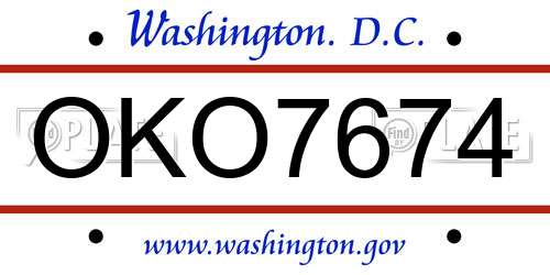 OKO7674 District Of Columbia License Plate