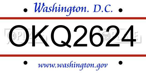 OKQ2624 District Of Columbia License Plate