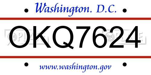 OKQ7624 District Of Columbia License Plate