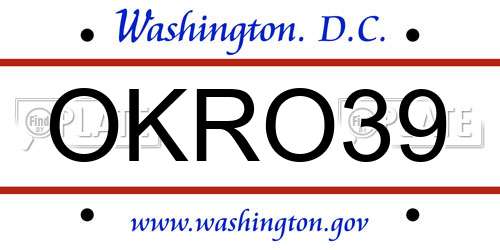 OKRO39 District Of Columbia License Plate