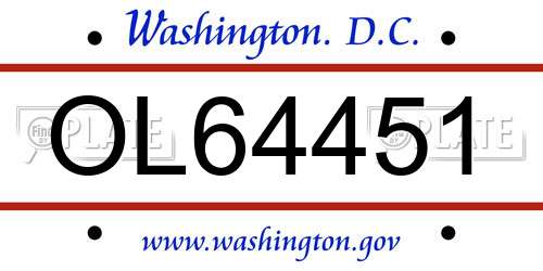 OL64451 District Of Columbia License Plate