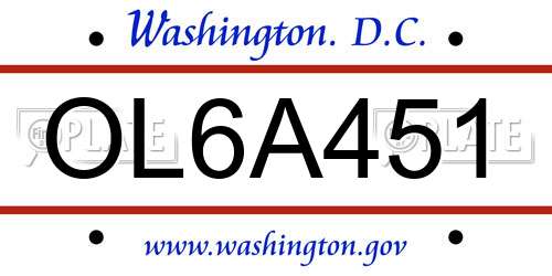 OL6A451 District Of Columbia License Plate