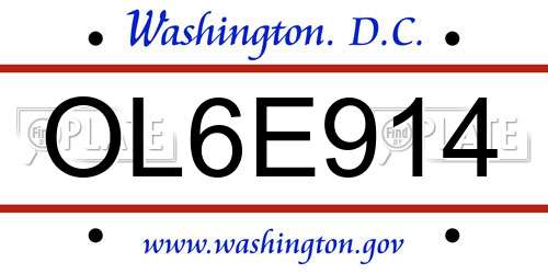 OL6E914 District Of Columbia License Plate
