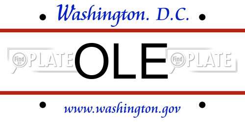 OLE District Of Columbia License Plate