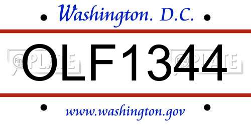 OLF1344 District Of Columbia License Plate