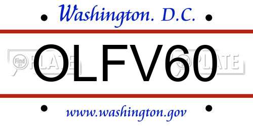 OLFV60 District Of Columbia License Plate