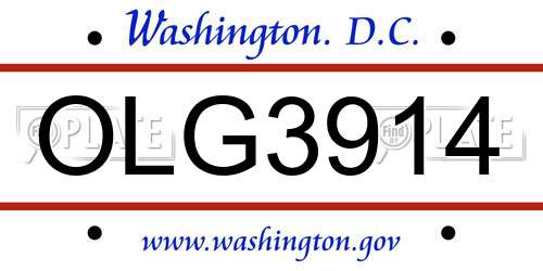 OLG3914 District Of Columbia License Plate