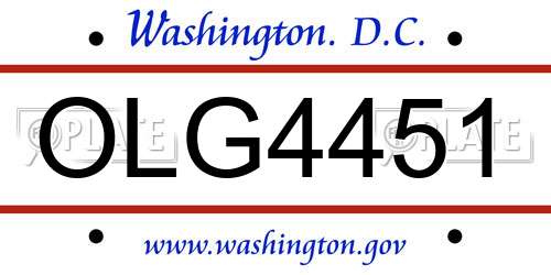 OLG4451 District Of Columbia License Plate