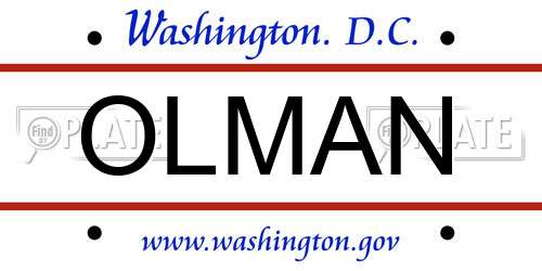 OLMAN District Of Columbia License Plate