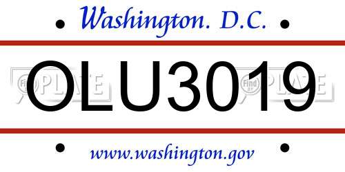 OLU3019 District Of Columbia License Plate