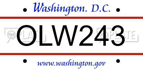 OLW243 District Of Columbia License Plate