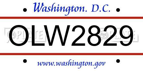 OLW2829 District Of Columbia License Plate