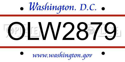 OLW2879 District Of Columbia License Plate