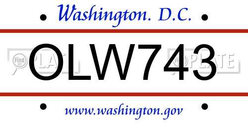 OLW743 District Of Columbia License Plate