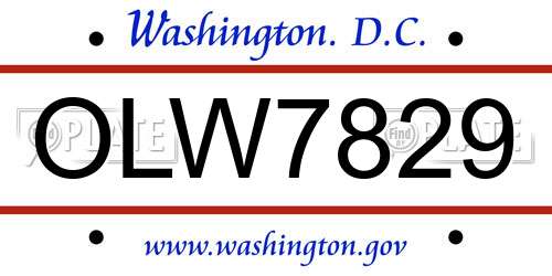 OLW7829 District Of Columbia License Plate