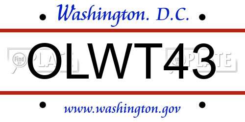 OLWT43 District Of Columbia License Plate