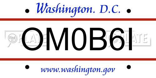 OM0B6I District Of Columbia License Plate