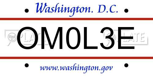 OM0L3E District Of Columbia License Plate