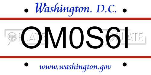 OM0S6I District Of Columbia License Plate