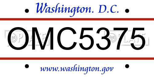 OMC5375 District Of Columbia License Plate