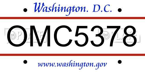 OMC5378 District Of Columbia License Plate