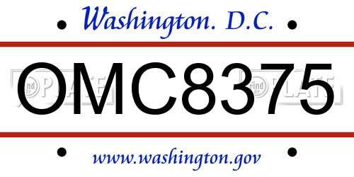 OMC8375 District Of Columbia License Plate
