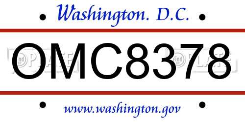 OMC8378 District Of Columbia License Plate