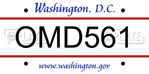 OMD561 District Of Columbia License Plate