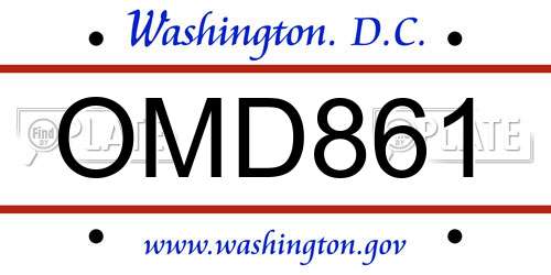 OMD861 District Of Columbia License Plate