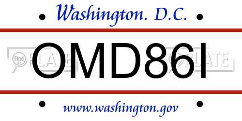 OMD86I District Of Columbia License Plate