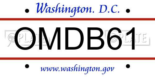 OMDB61 District Of Columbia License Plate