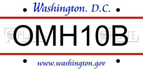 OMH10B District Of Columbia License Plate