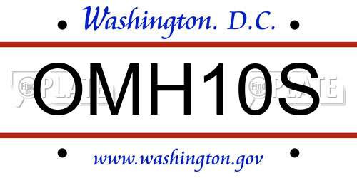 OMH10S District Of Columbia License Plate