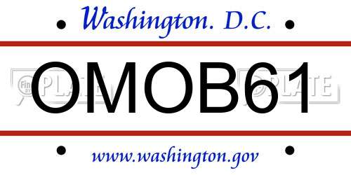 OMOB61 District Of Columbia License Plate