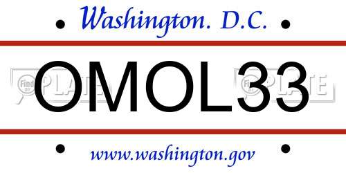 OMOL33 District Of Columbia License Plate