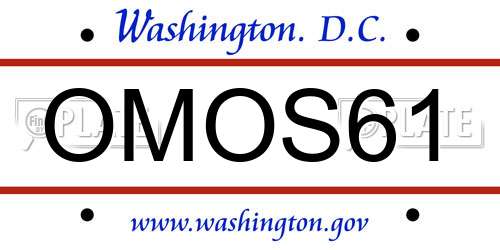 OMOS61 District Of Columbia License Plate