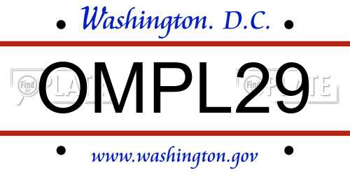 OMPL29 District Of Columbia License Plate