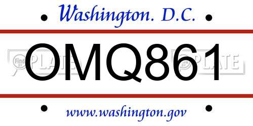 OMQ861 District Of Columbia License Plate