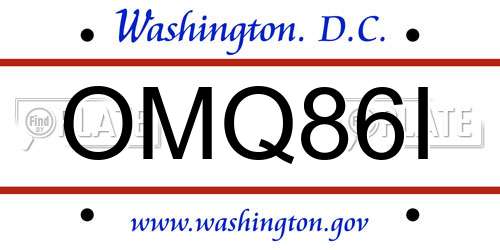 OMQ86I District Of Columbia License Plate