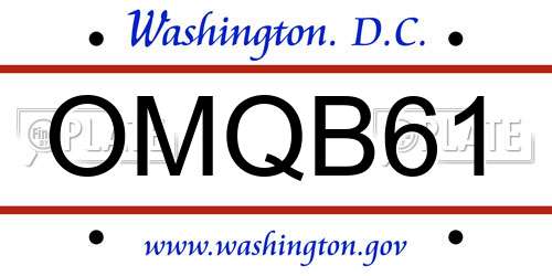 OMQB61 District Of Columbia License Plate